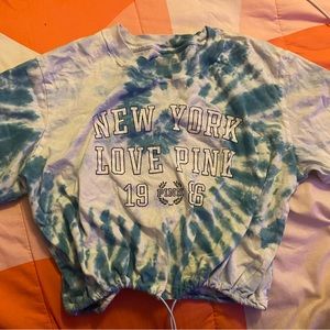 PINK tshirt ~ teal tie dye ~ jaw string bottom